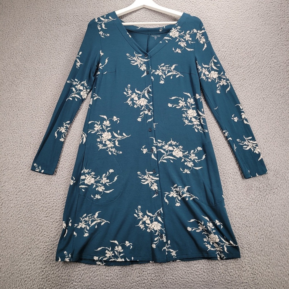 GARNET HILL Dress Size XS‎ Phoebe Button-Front Blue Floral Jersey Knit